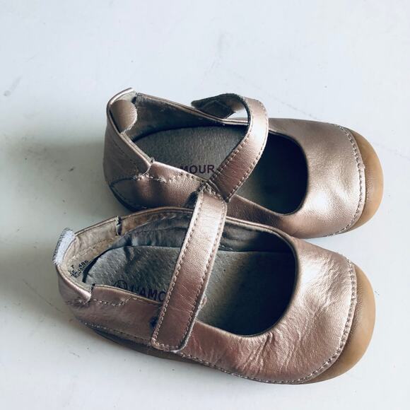 L'AMOUR 485 'Emily' Baby 7 Gold Leather Mary Jane Shoe - Picture 3 of 9